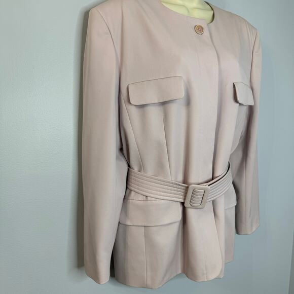 ESCADA Wool Jacket Lavender Buckle Belted Safari Classic Mature Women's 44 L - Picture 3 of 16